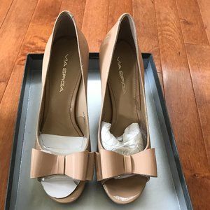 Via Spiga Mica Peep Toe Nude Heels - Size 7M - Brand New